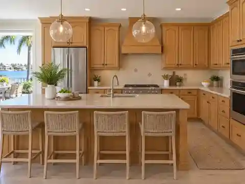Illustrative coastal kitchen before two-tone refacing
