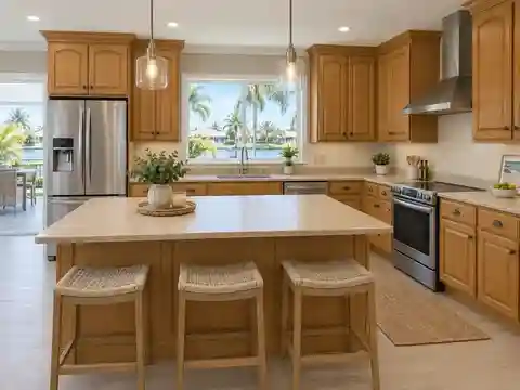 Illustrative Florida kitchen before white shaker refacing