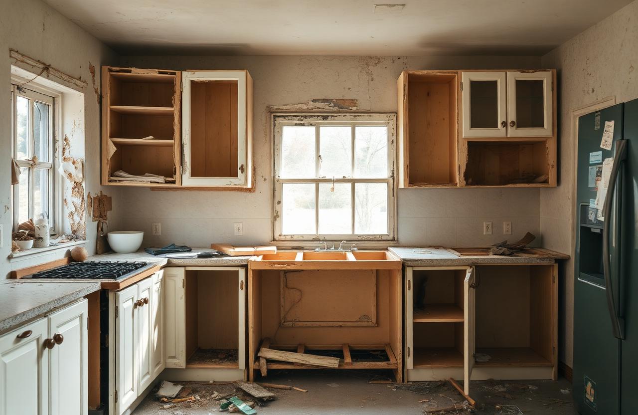 Demolished kitchen
